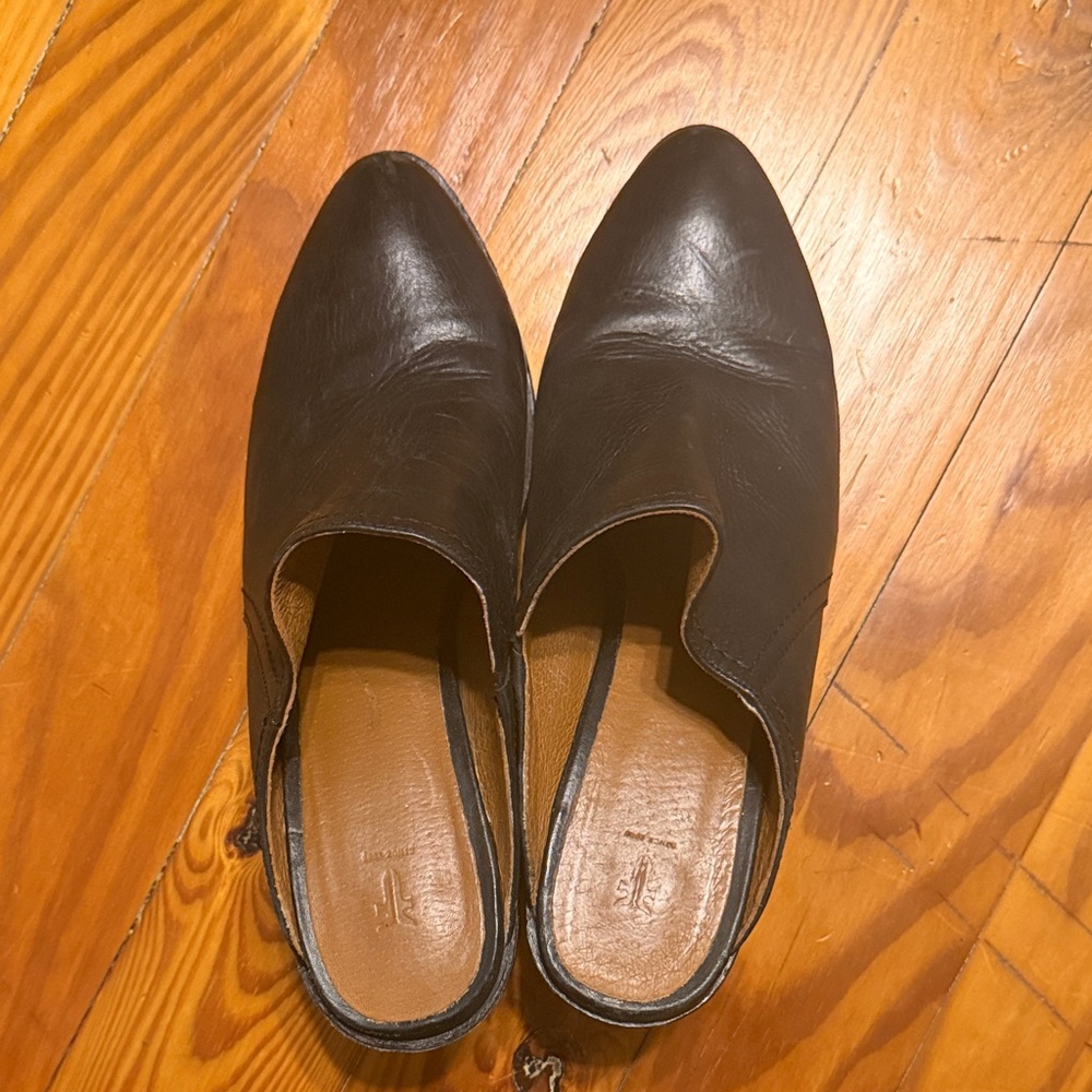 Vintage Frye Regina Mule Black Leather Wedge Pointed Toe Made in Mexico Size 11 - Picture 7 of 7